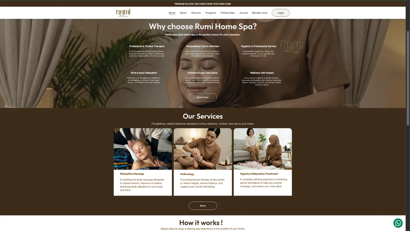 Rumi Home Spa live website